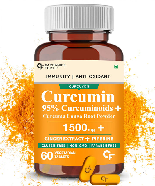 CF Curcumin with Piperine Tablets with 95% Curcuminoids | Curcuma Longa, Turmeric Powder & Ginger – 60 Veg Tablets